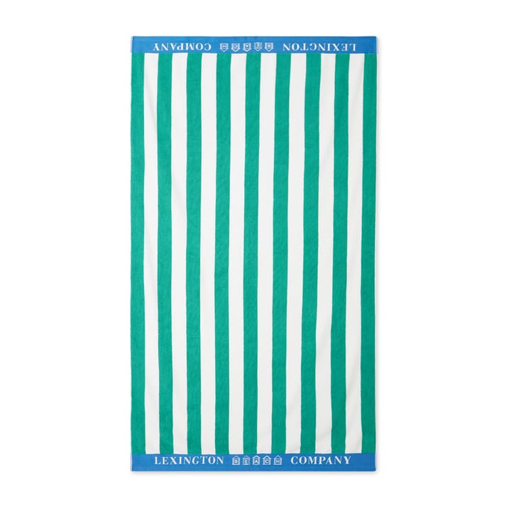 Striped Cotton Terry strandhanddoek 100x180 cm - Groen-blauw-wit - Lexington
