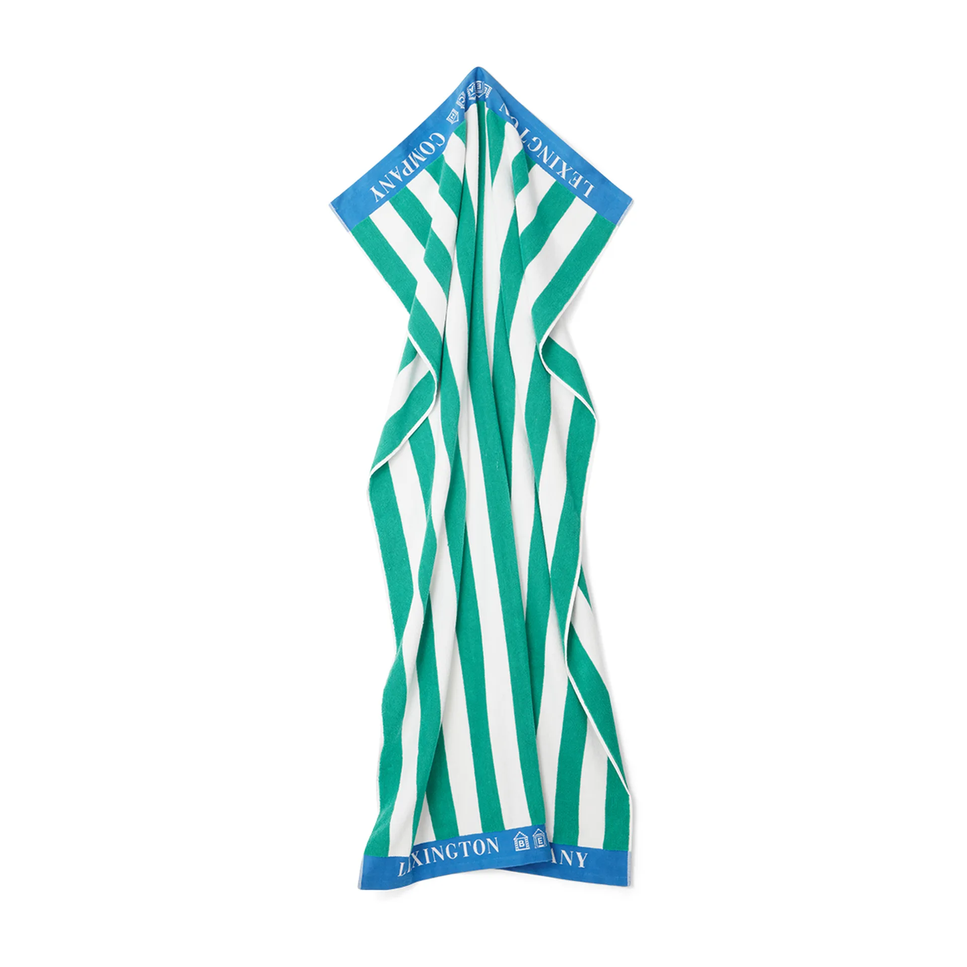 Striped Cotton Terry strandhanddoek 100x180 cm, Groen-blauw-wit Lexington