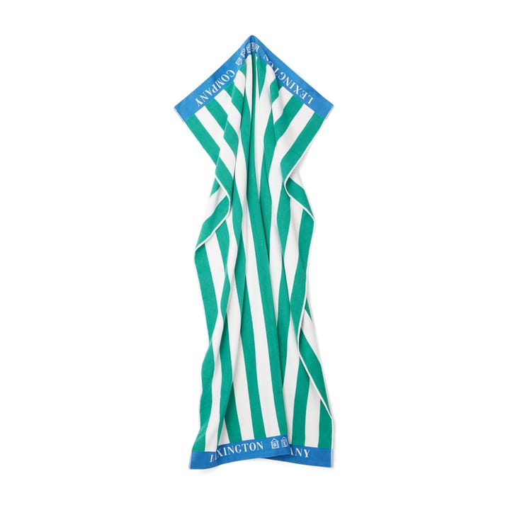 Striped Cotton Terry strandhanddoek 100x180 cm - Groen-blauw-wit - Lexington
