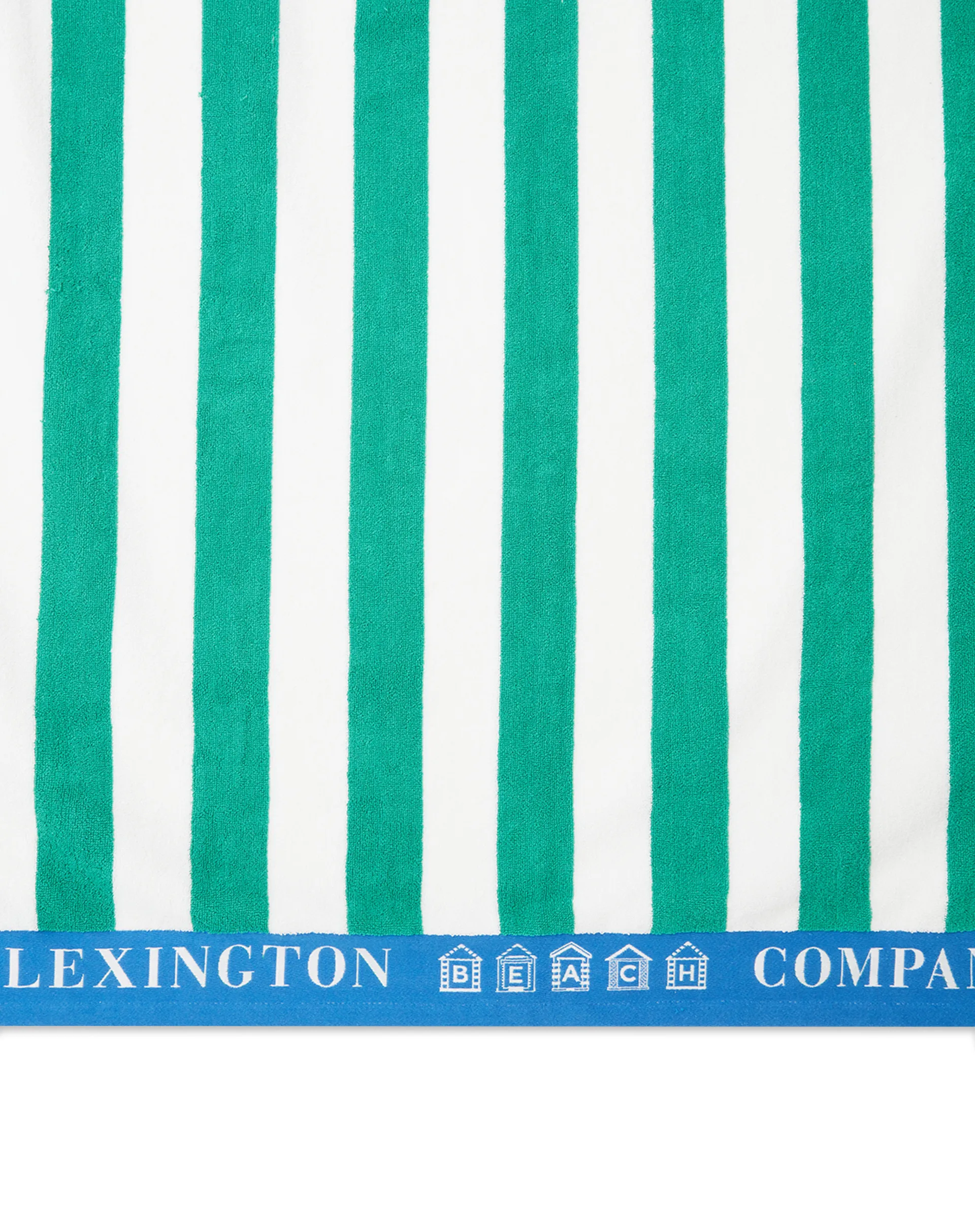 Striped Cotton Terry strandhanddoek 100x180 cm, Groen-blauw-wit Lexington