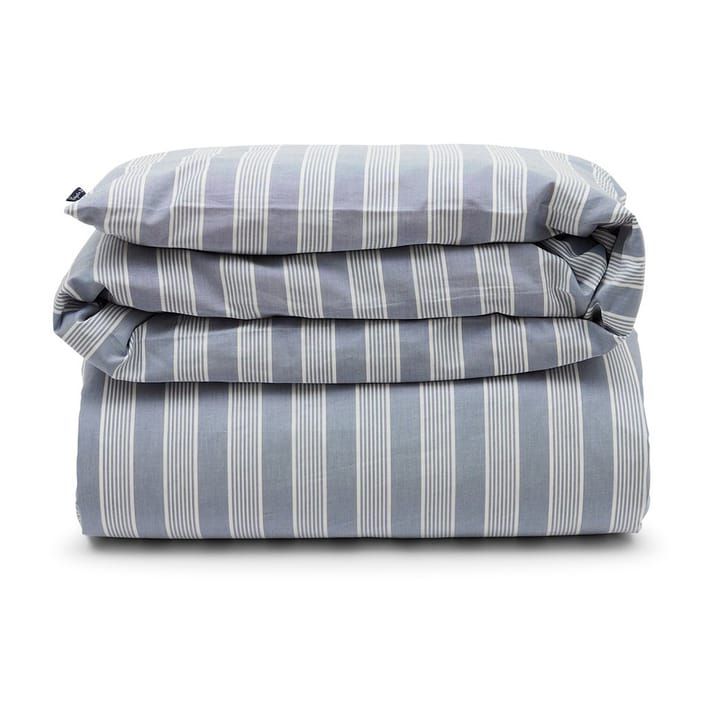 Striped dekbedovertrek lyocell en katoen 220x220 cm - Blue/Off White - Lexington