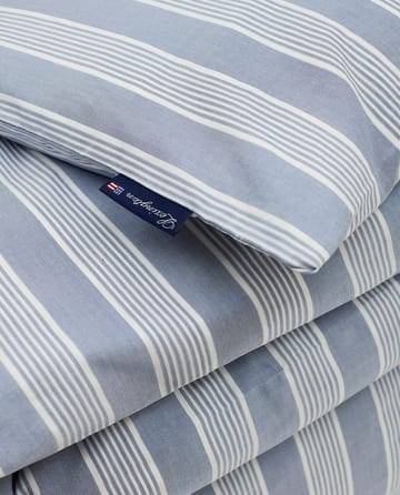 Striped dekbedovertrek lyocell en katoen 220x220 cm - Blue/Off White - Lexington