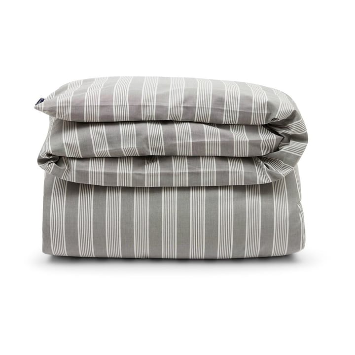 Striped dekbedovertrek lyocell en katoen 220x220 cm - Gray/Off White - Lexington