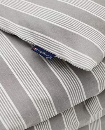 Striped dekbedovertrek lyocell en katoen 220x220 cm - Gray/Off White - Lexington