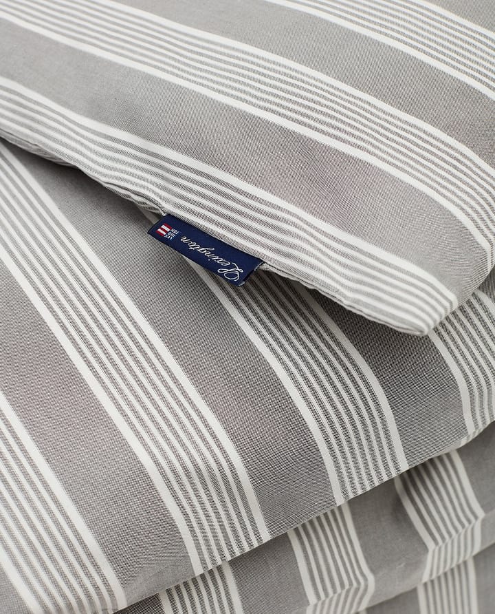Striped dekbedovertrek lyocell en katoen 220x220 cm, Gray/Off White Lexington