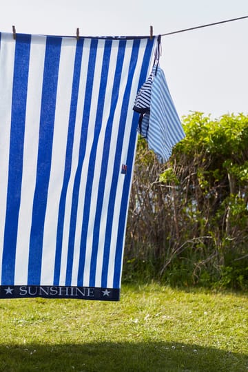 Striped Family strandhanddoek 200x180 cm - Blauw-wit - Lexington