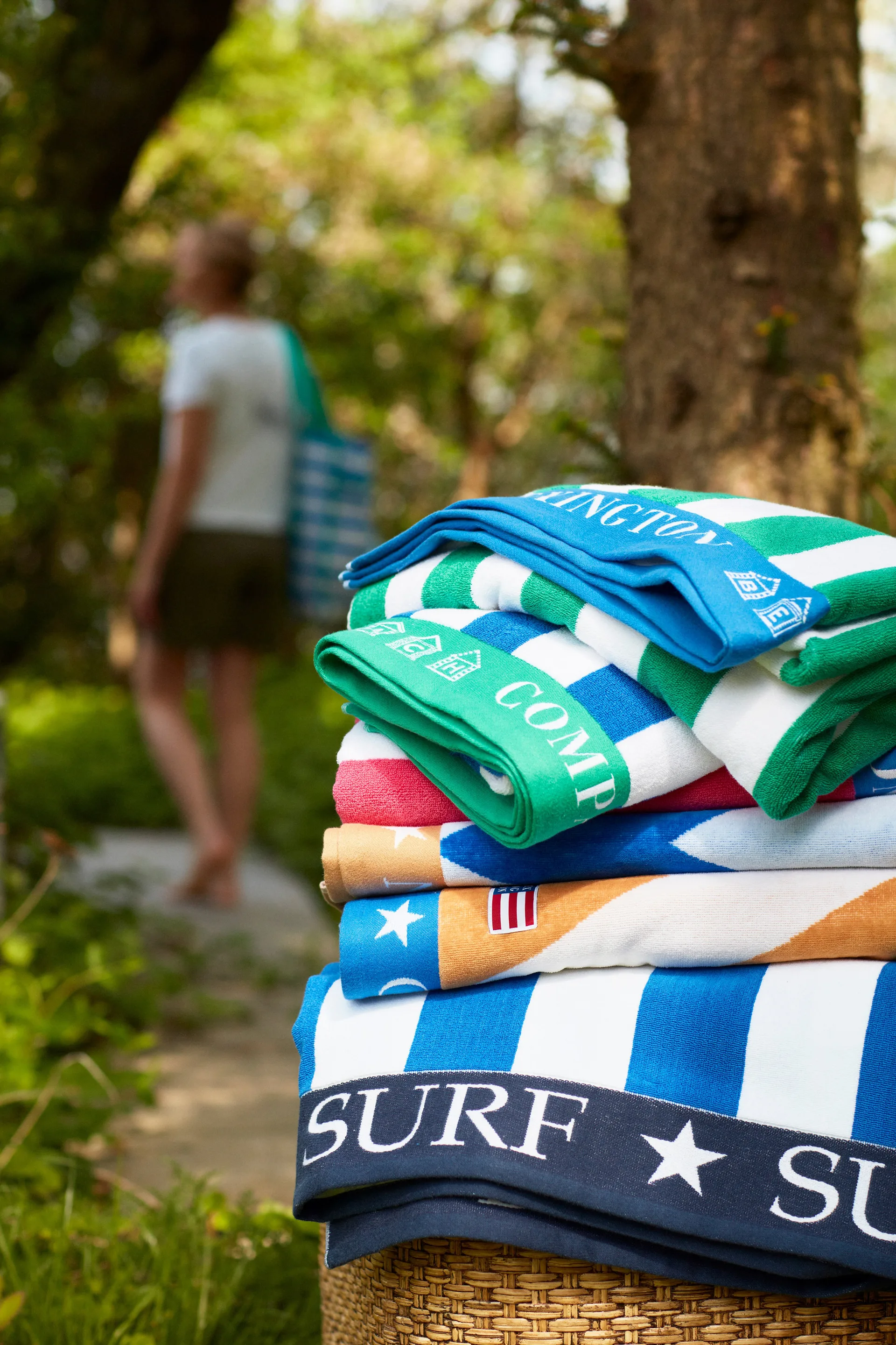 Striped Family strandhanddoek 200x180 cm, Blauw-wit Lexington