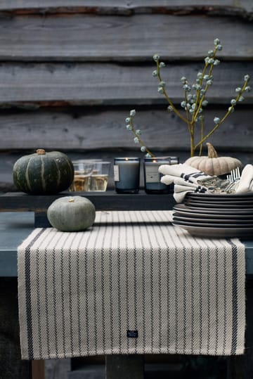 Striped Jute Cotton tafelloper 50x250 cm - Beige-dark gray - Lexington