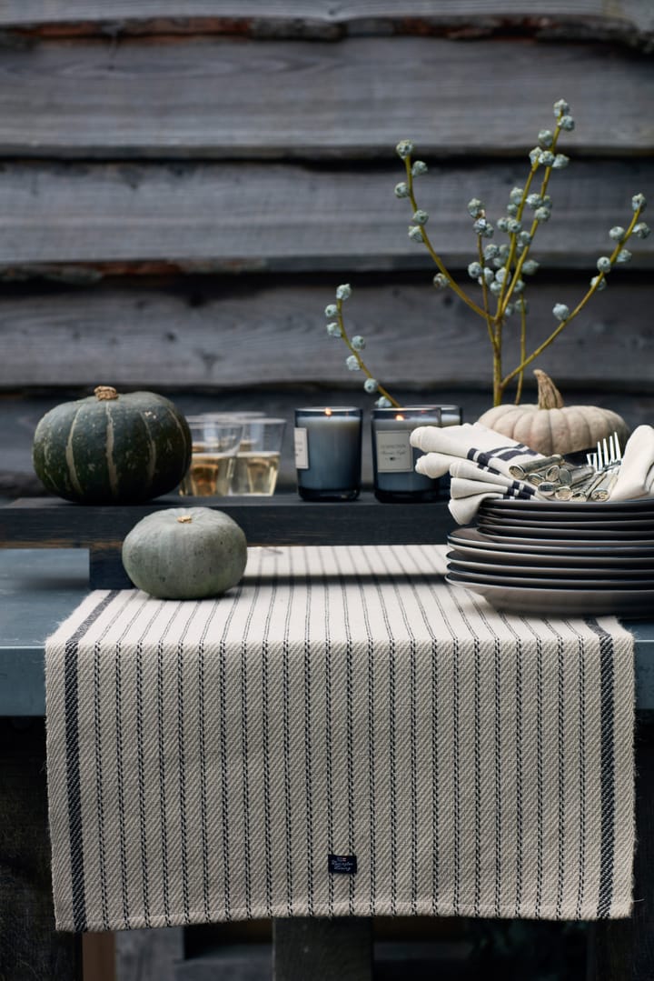 Striped Jute Cotton tafelloper 50x250 cm, Beige-dark gray Lexington