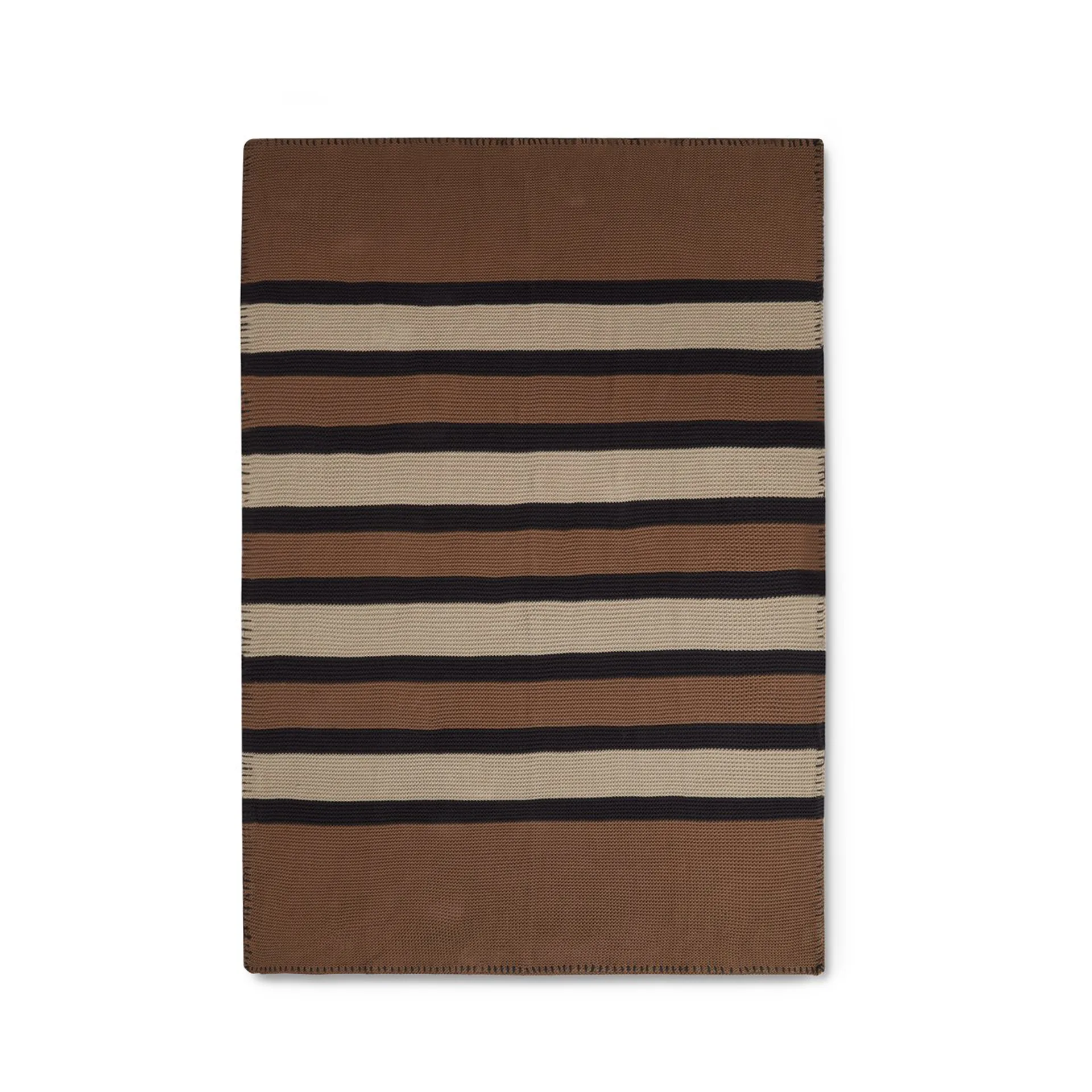 Striped Knitted Cotton plaid 130x170 cm, Brown-beige-dark gray Lexington