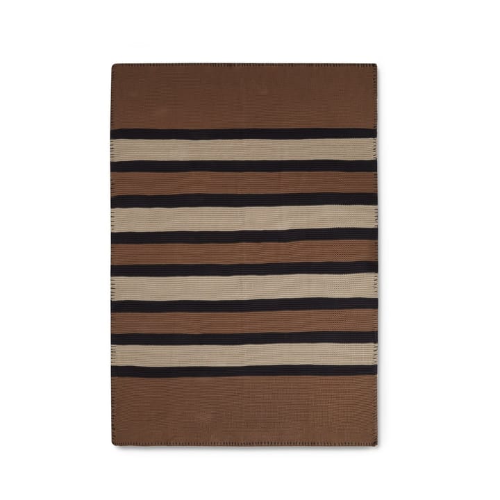 Striped Knitted Cotton plaid 130x170 cm - Brown-beige-dark gray - Lexington