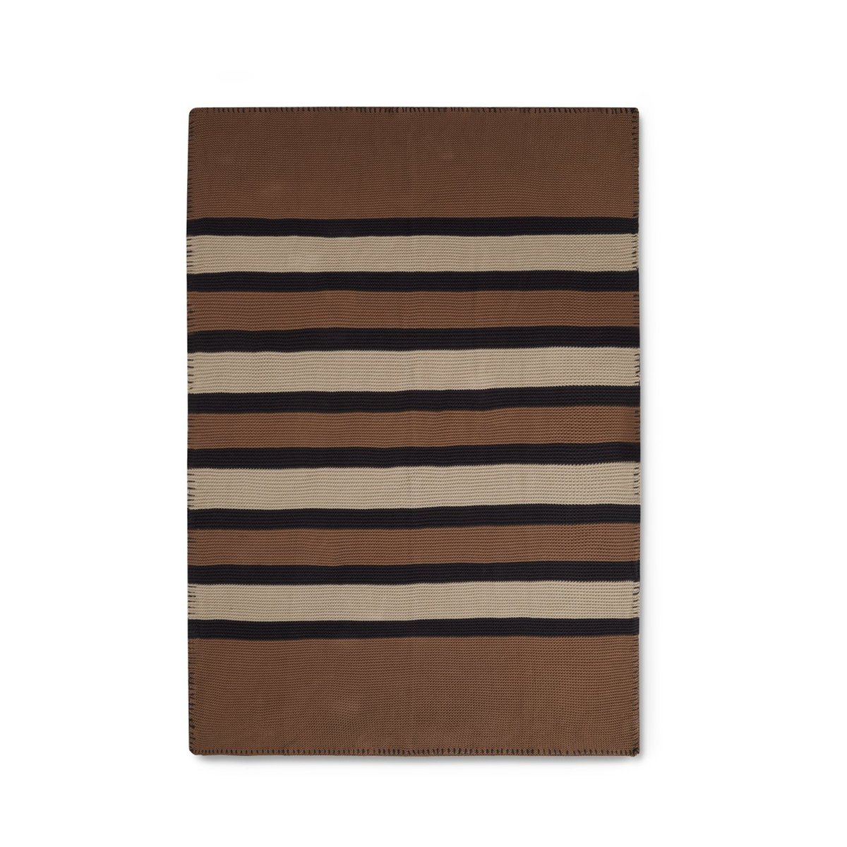 Lexington Striped Knitted Cotton plaid 130x170 cm Brown-beige-dark gray