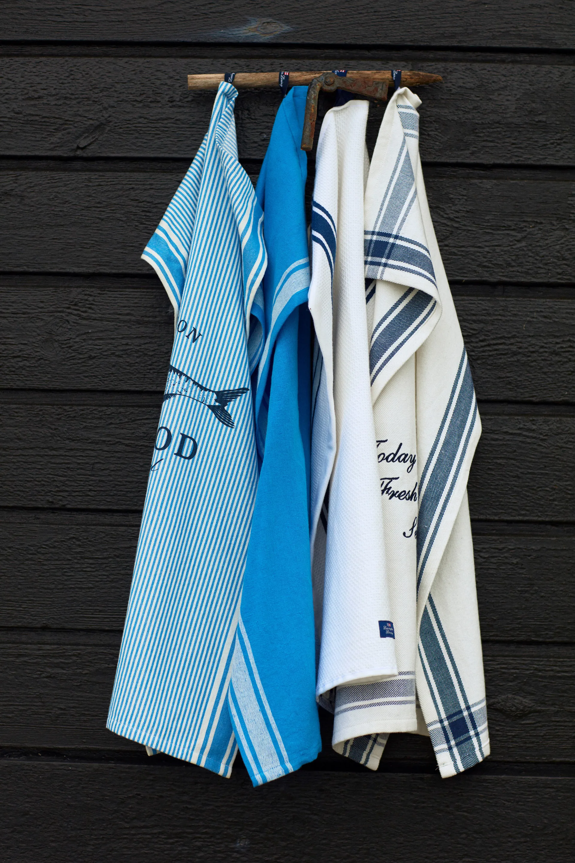 Striped Linen Cotton keukenhanddoek 50x70 cm, Blauw-wit Lexington