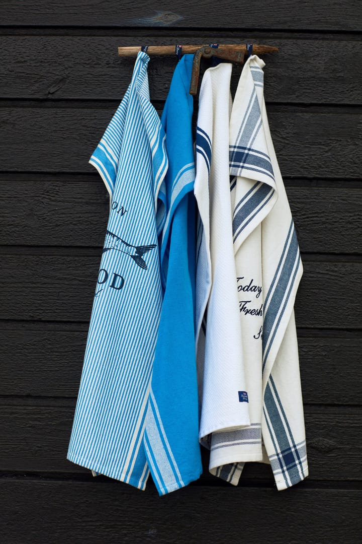 Striped Linen Cotton keukenhanddoek 50x70 cm - Blauw-wit - Lexington
