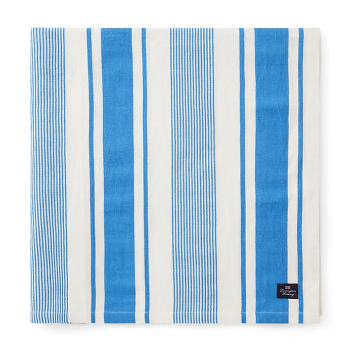 Striped Linen Cotton tafelkleed 150x250 cm - Blauw-wit - Lexington
