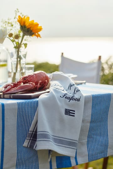 Striped Linen Cotton tafelkleed 150x250 cm - Blauw-wit - Lexington