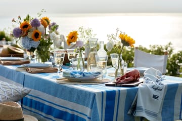 Striped Linen Cotton tafelkleed 150x250 cm - Blauw-wit - Lexington