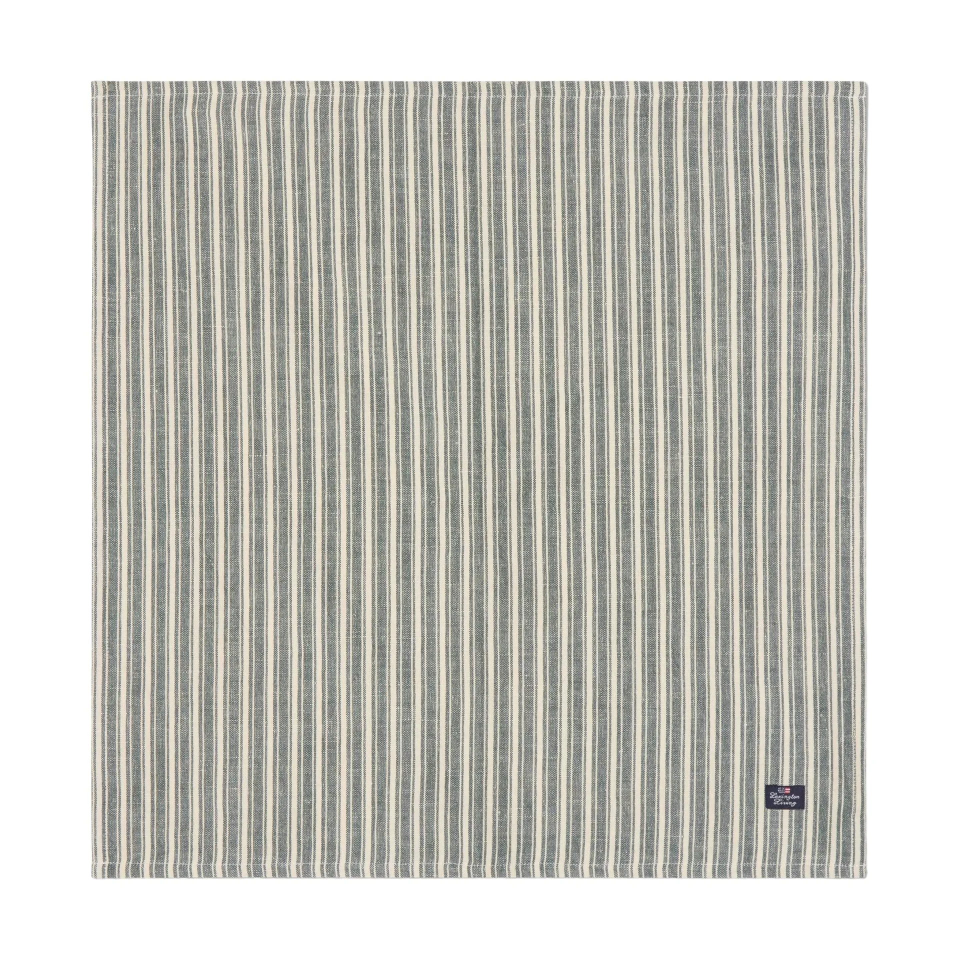 Striped linnen servetten, Green-light beige, 50x50 cm Lexington
