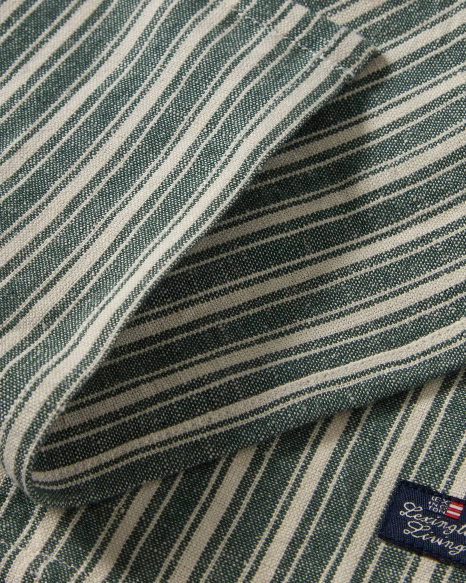 Striped linnen servetten, Green-light beige, 50x50 cm Lexington