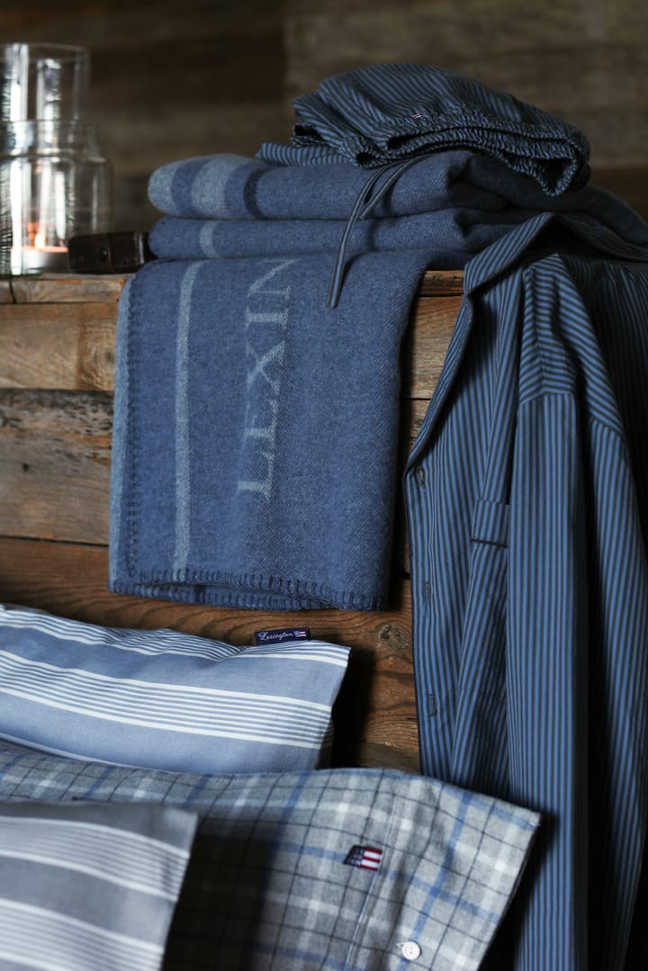 Striped Lyocell Cotton kussensloop 50x60 cm, Blue-white Lexington