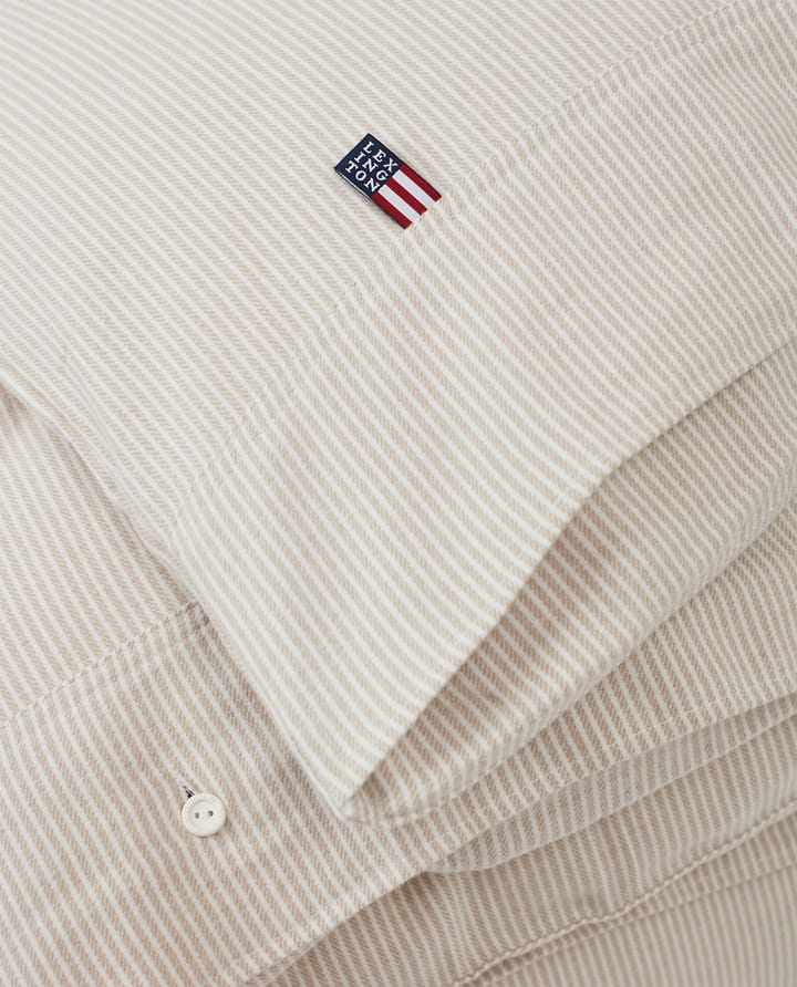 Striped Organic Cotton Flannel dekbedovertrek 150x210 cm - Beige-off white - Lexington