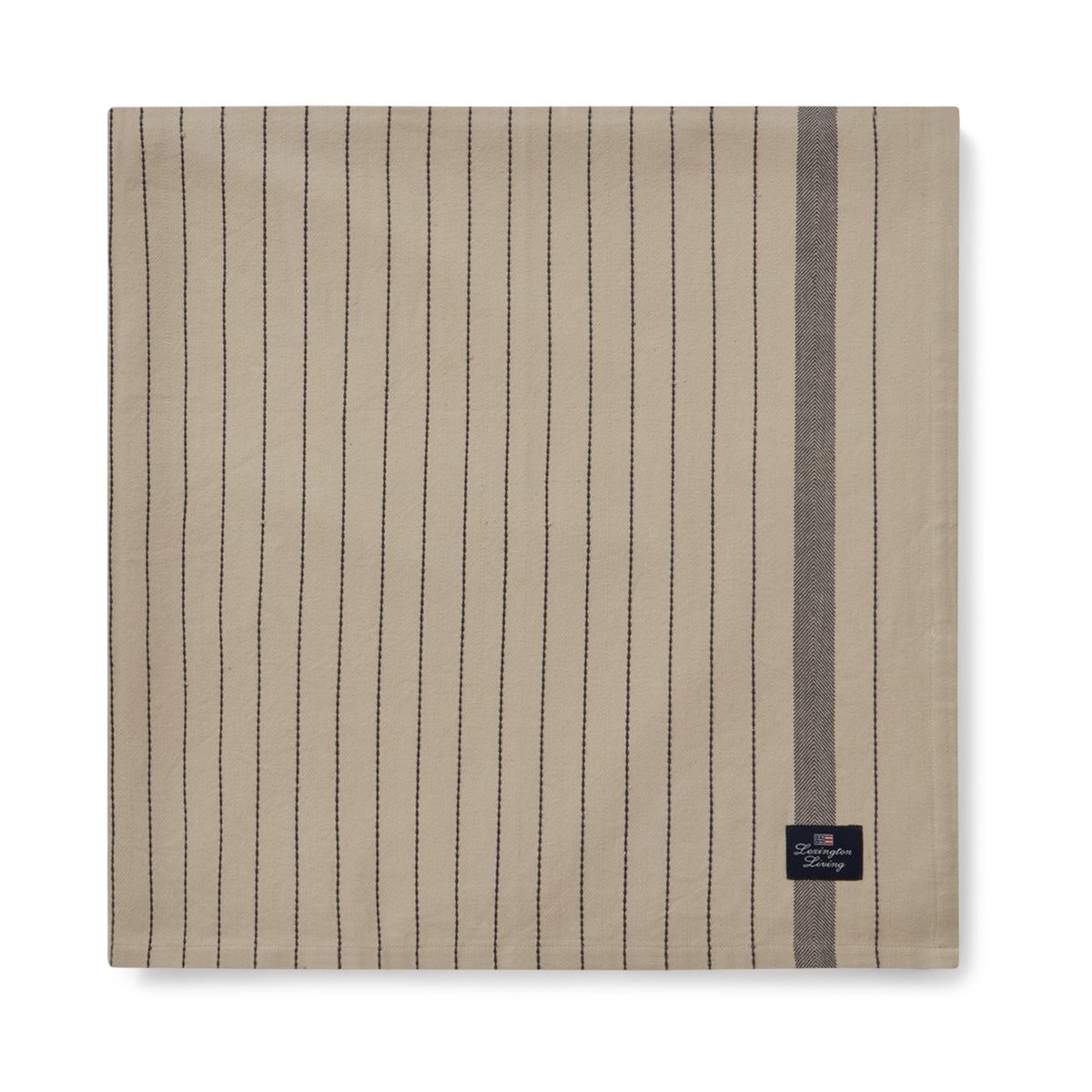 Lexington Striped Organic Cotton tafelkleed 150x250 cm Beige-dark gray