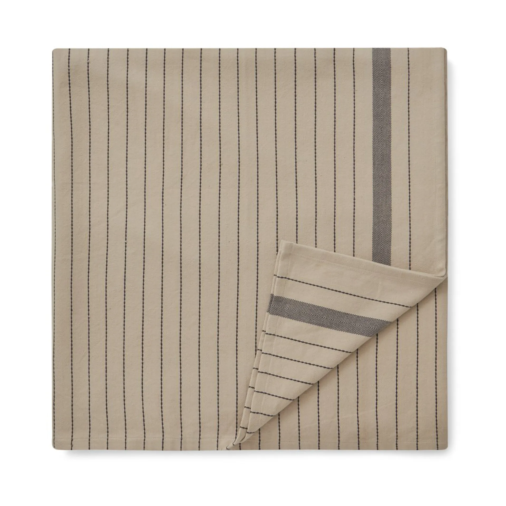 Striped Organic Cotton tafelkleed 150x250 cm, Beige-dark gray Lexington