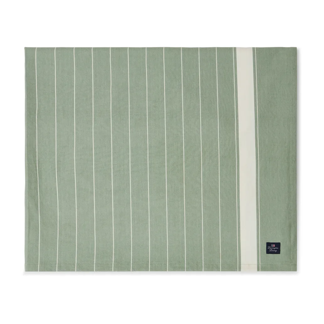 Striped Organic Cotton tafelkleed 150x250 cm, Green-white Lexington
