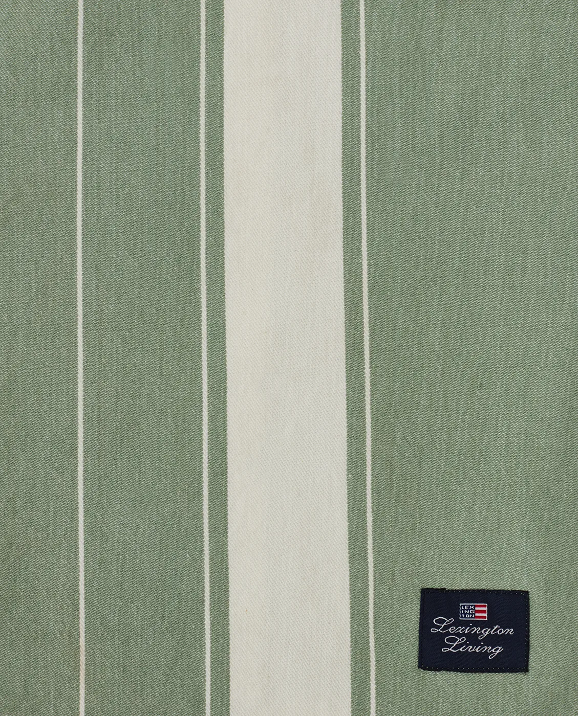 Striped Organic Cotton tafelkleed 150x250 cm, Green-white Lexington