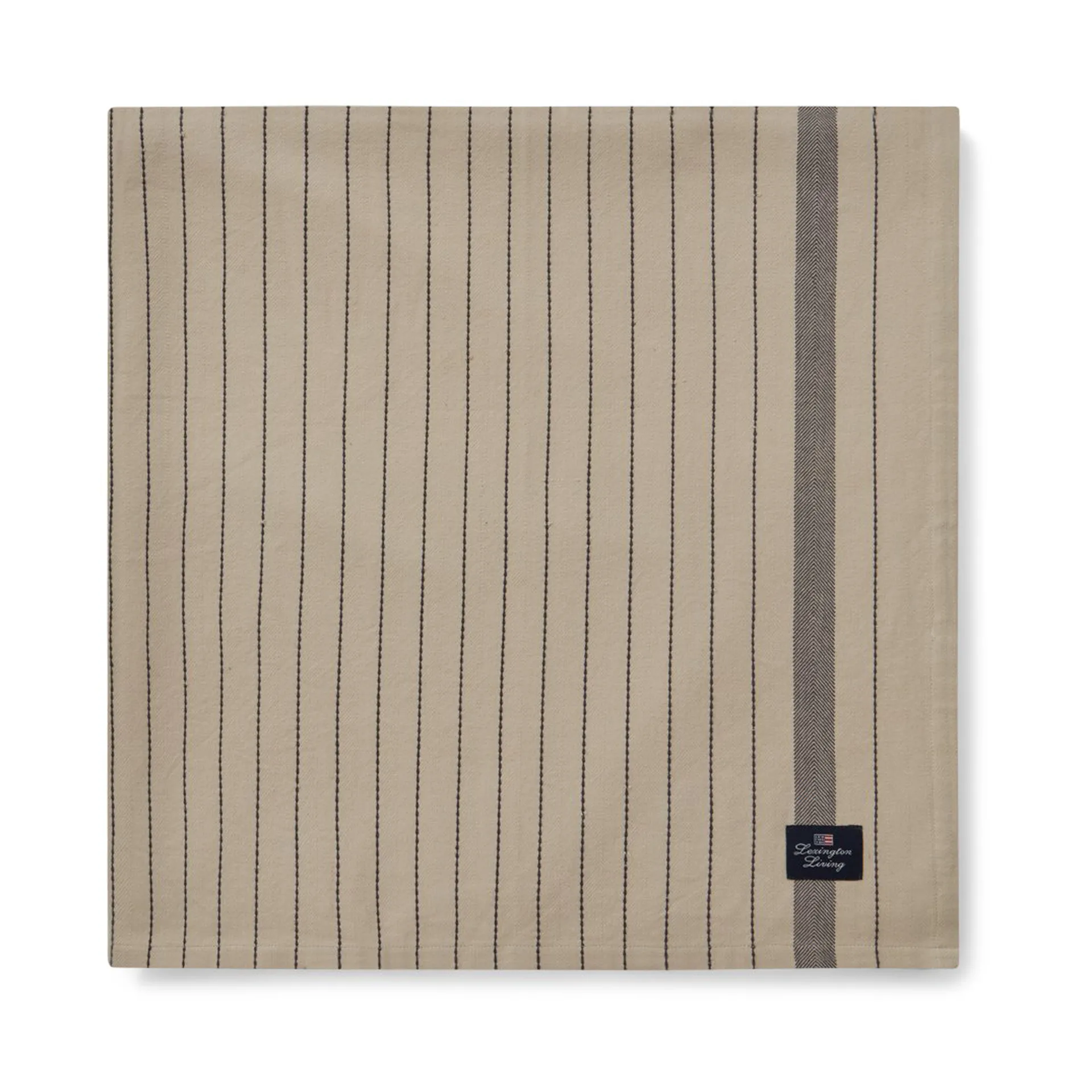 Striped Organic Cotton tafelkleed 150x350 cm, Beige-dark gray Lexington