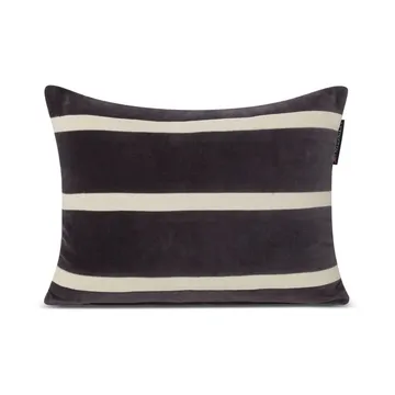 Striped Organic Cotton Velvet kussen 30x40 cm - Dark gray-light beige - Lexington