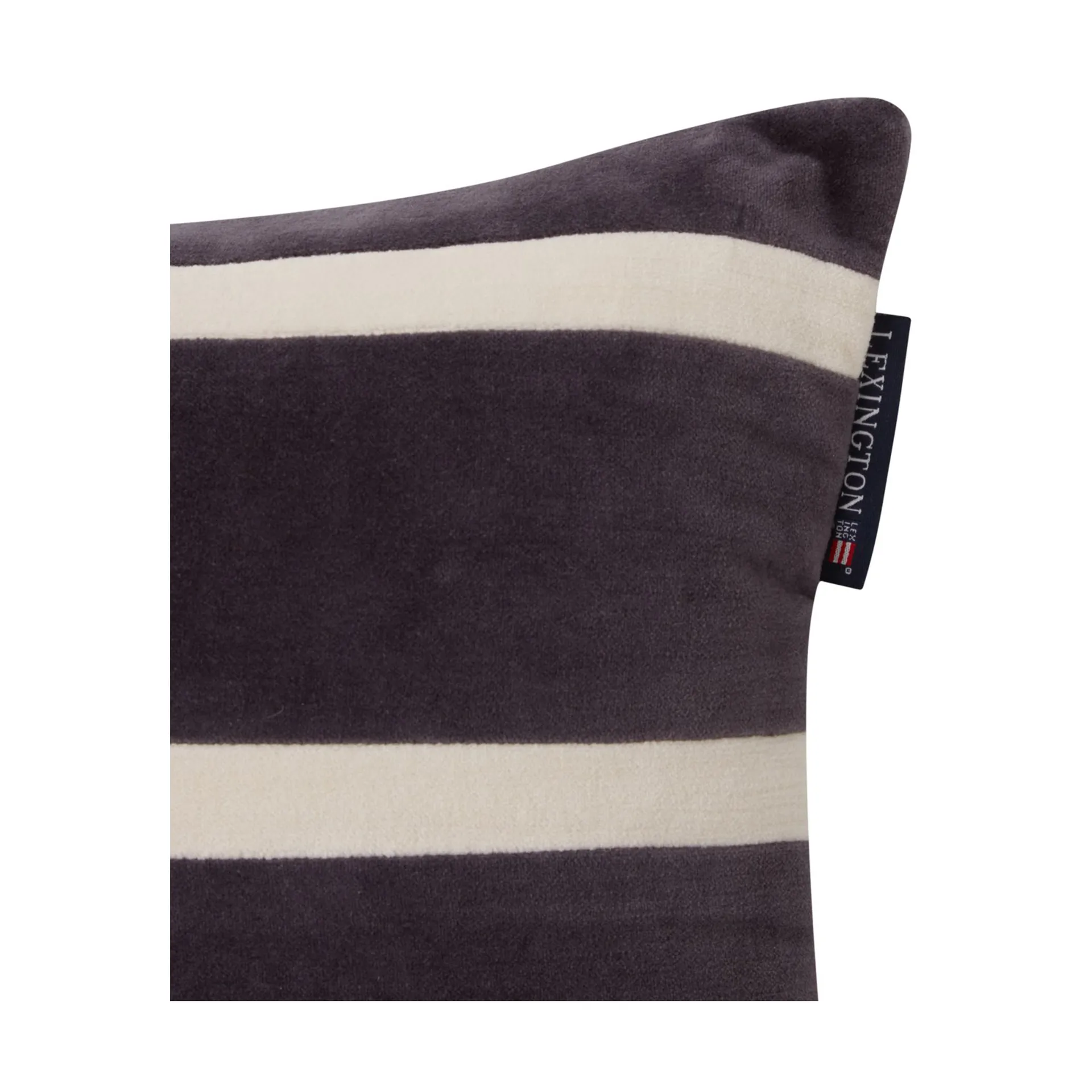 Striped Organic Cotton Velvet kussen 30x40 cm, Dark gray-light beige Lexington