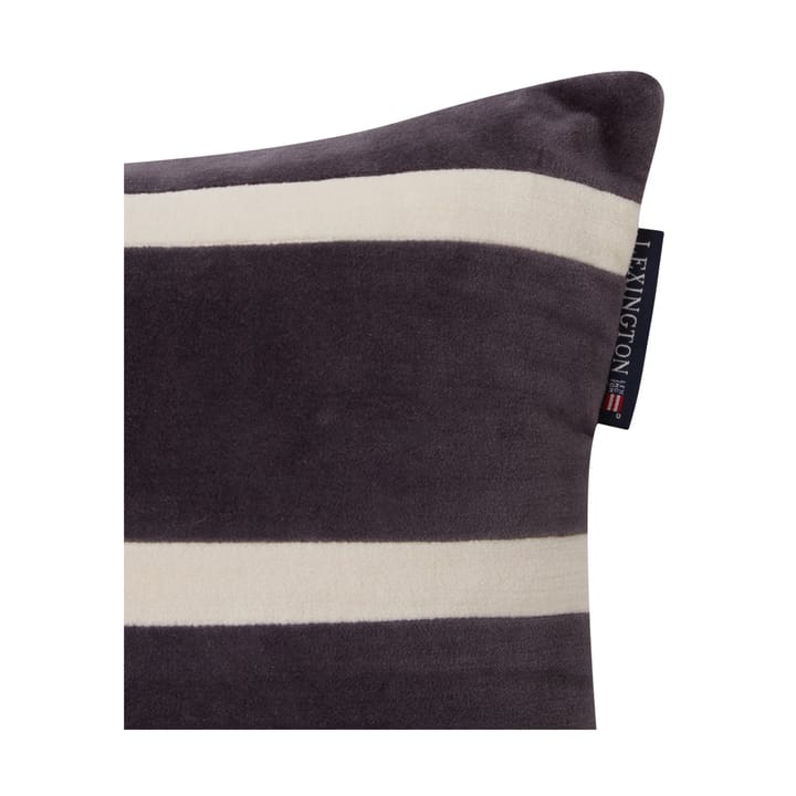 Striped Organic Cotton Velvet kussen 30x40 cm, Dark gray-light beige Lexington