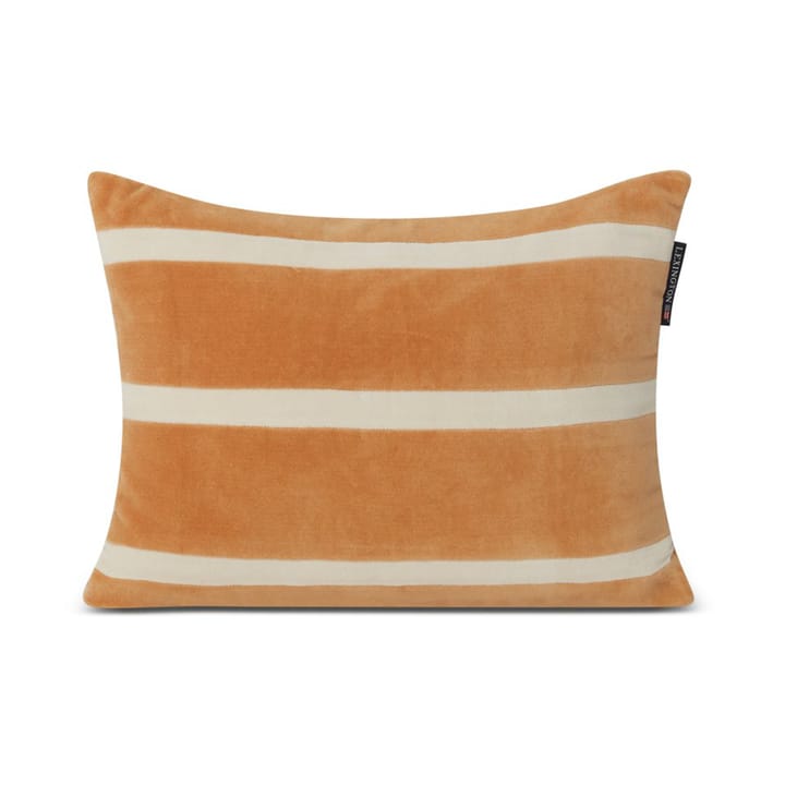 Striped Organic Cotton Velvet kussen 30x40 cm - Mustard-light beige - Lexington