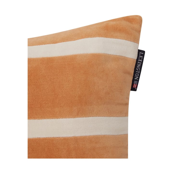 Striped Organic Cotton Velvet kussen 30x40 cm, Mustard-light beige Lexington
