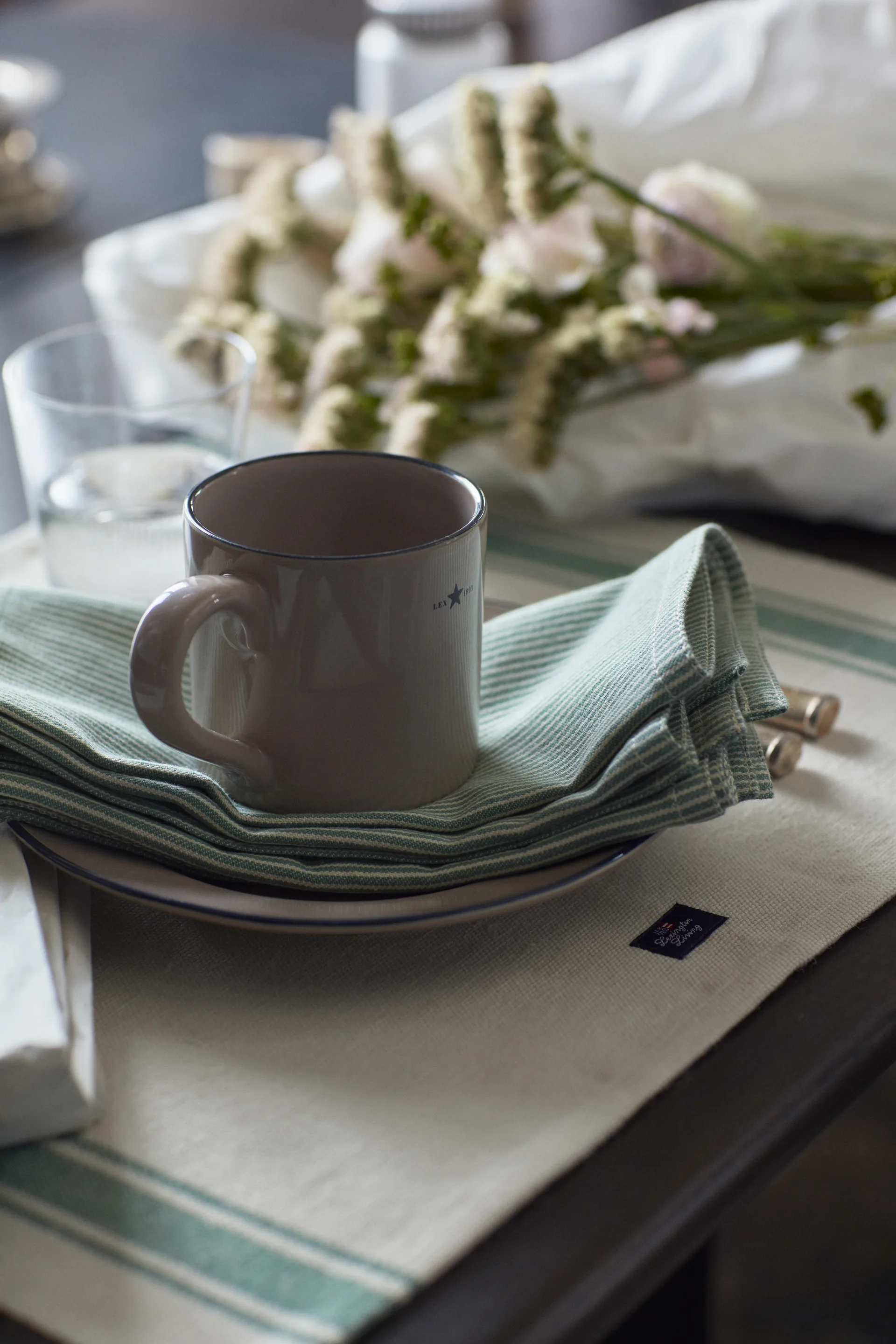 Striped placemat 40x50 cm, Groen Lexington