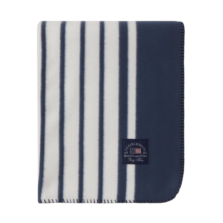 Striped Recycled Polyester fleece deken 130x170 cm - Navy - Lexington