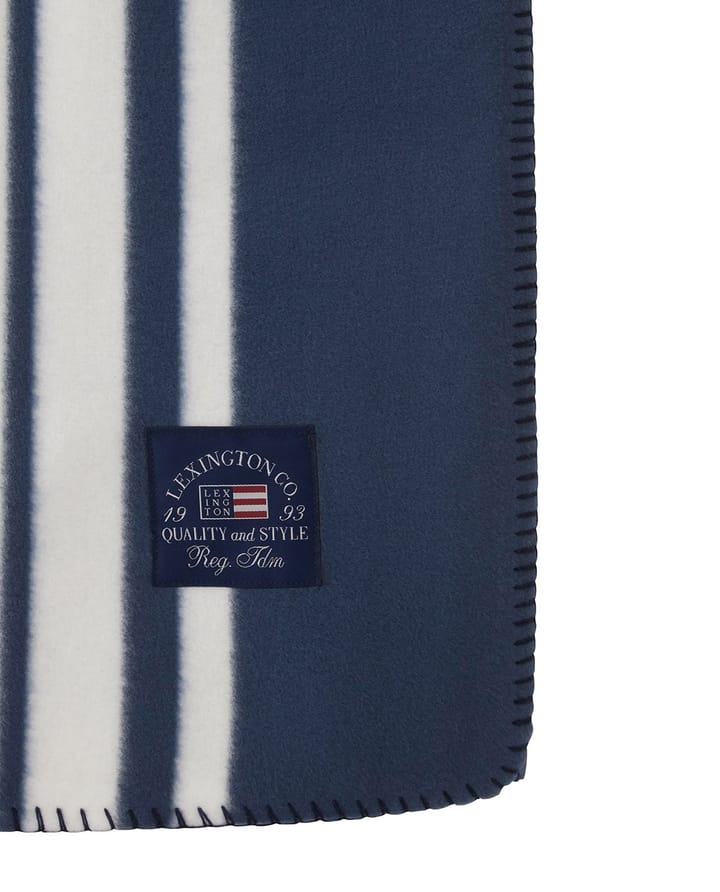 Striped Recycled Polyester fleece deken 130x170 cm - Navy - Lexington