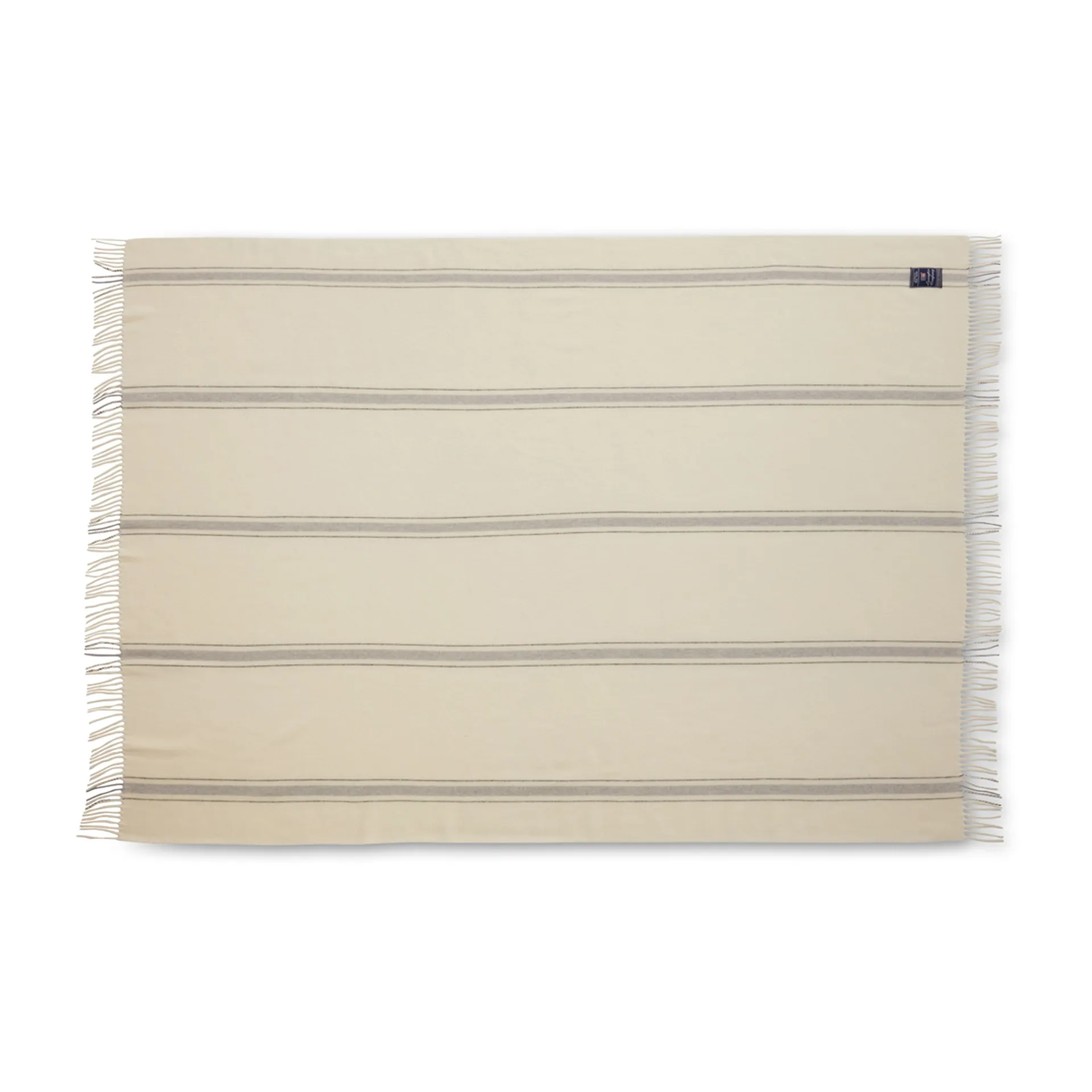 Striped Recycled wollen plaid 130x170 cm, Offwhite-grijs Lexington