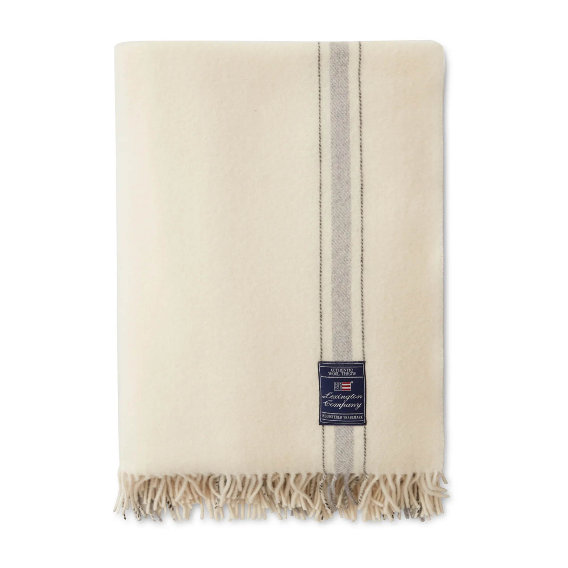 Striped Recycled wollen plaid 130x170 cm, Offwhite-grijs Lexington