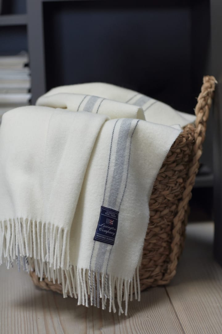 Striped Recycled wollen plaid 130x170 cm, Offwhite-grijs Lexington