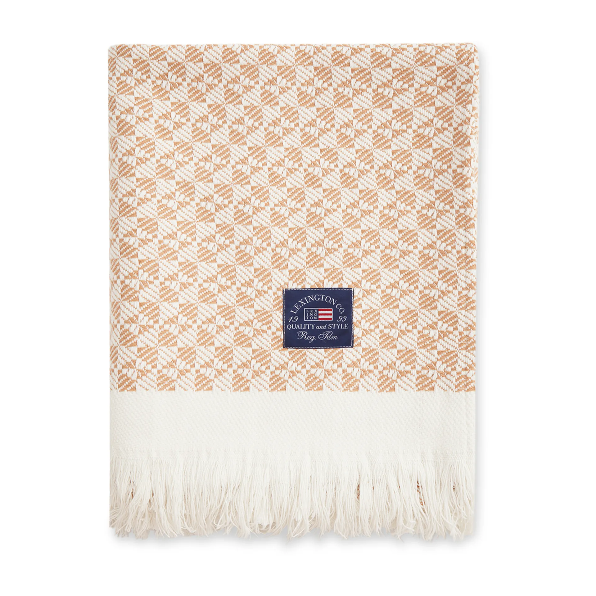 Striped Structured Recycled katoenen plaid 130x170 cm, Beige-wit Lexington