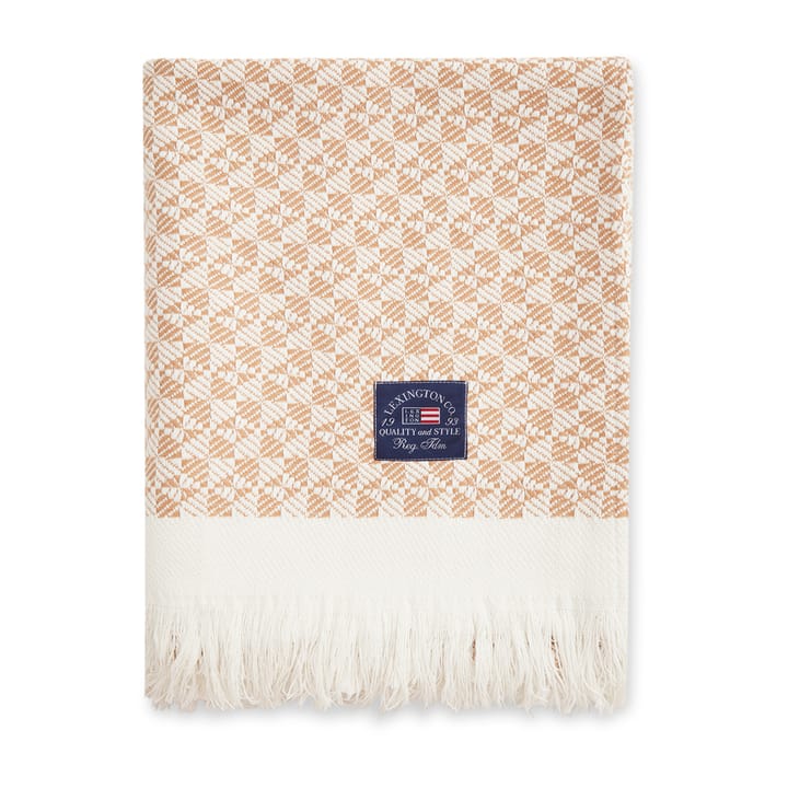 Striped Structured Recycled katoenen plaid 130x170 cm - Beige-wit - Lexington
