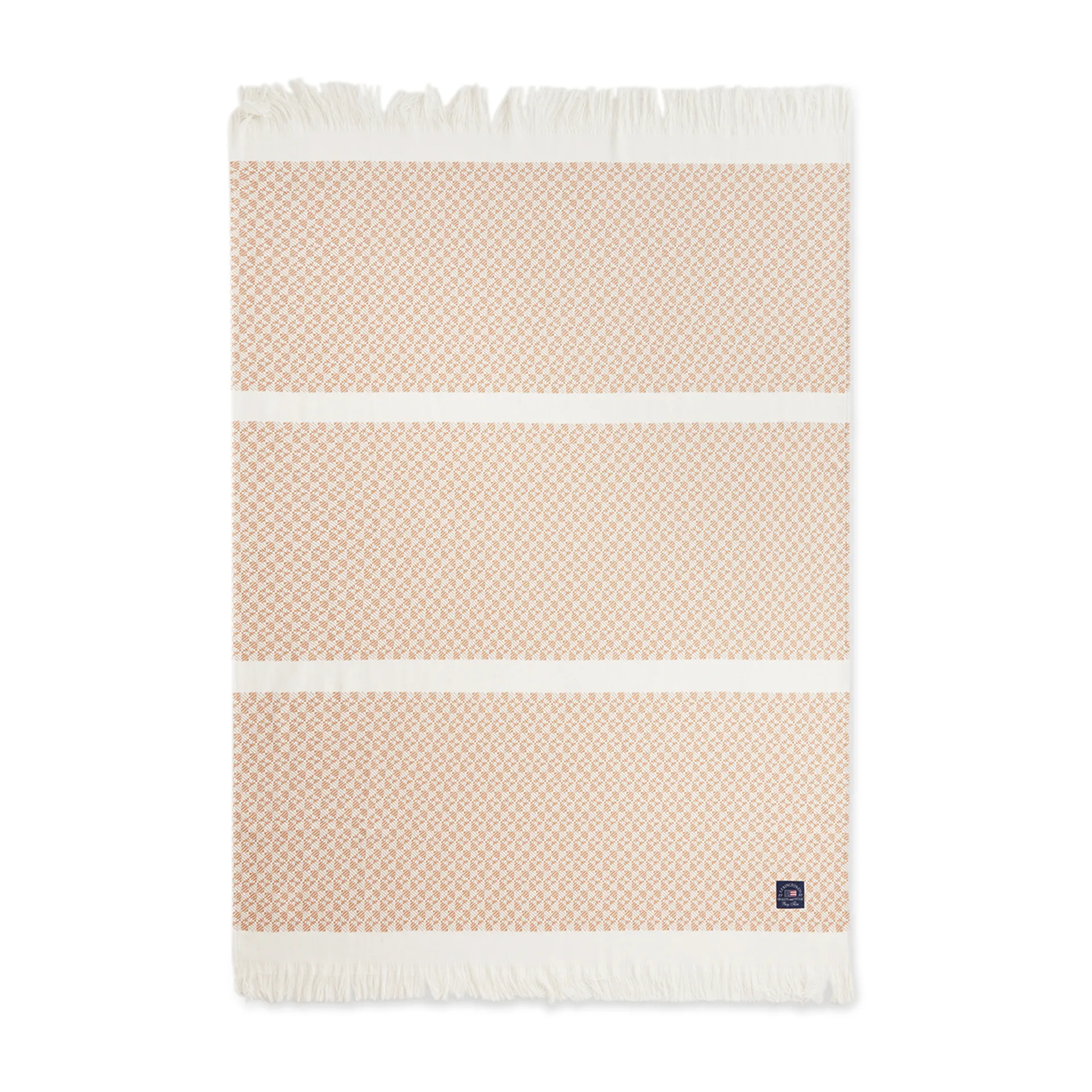 Striped Structured Recycled katoenen plaid 130x170 cm, Beige-wit Lexington