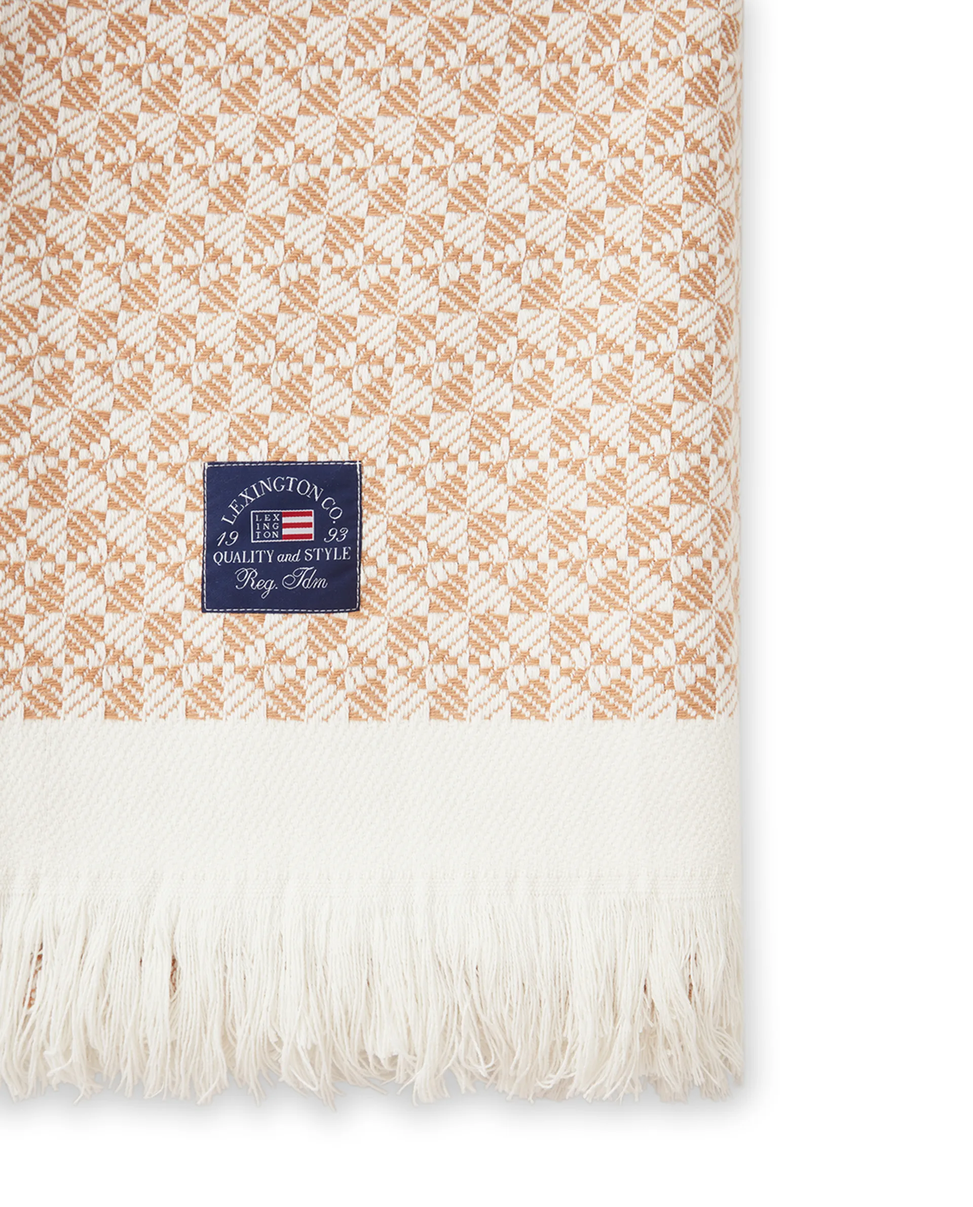 Striped Structured Recycled katoenen plaid 130x170 cm, Beige-wit Lexington