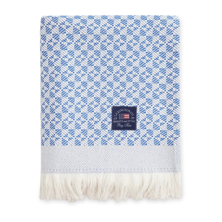 Striped Structured Recycled katoenen plaid 130x170 cm - Blauw-wit - Lexington