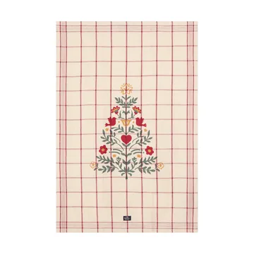 Tree linnen/katoen keukendoek - White-red-green, 50x70 cm - Lexington