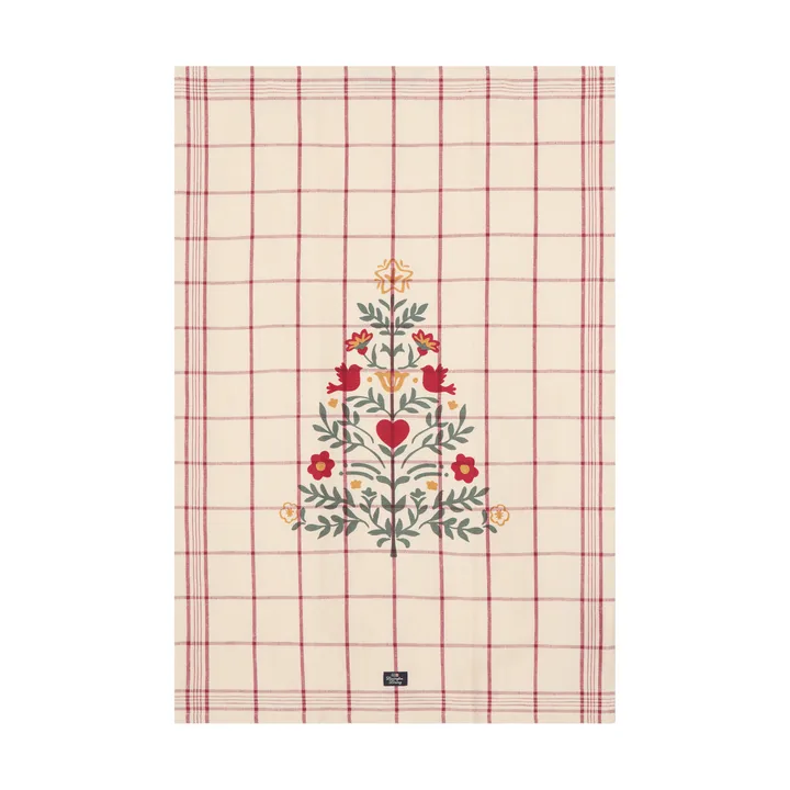 Tree linnen/katoen keukendoek - White-red-green, 50x70 cm - Lexington
