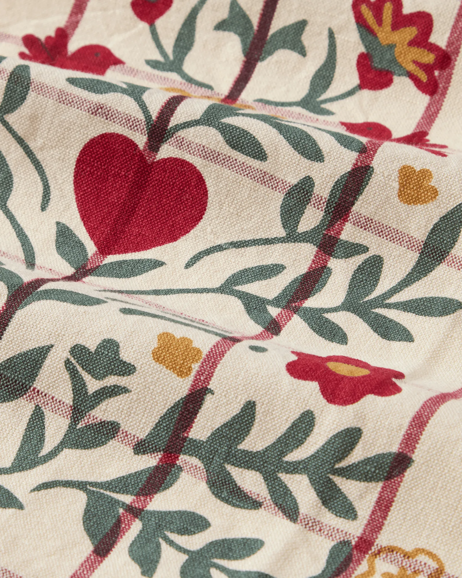 Tree linnen/katoen keukendoek, White-red-green, 50x70 cm Lexington