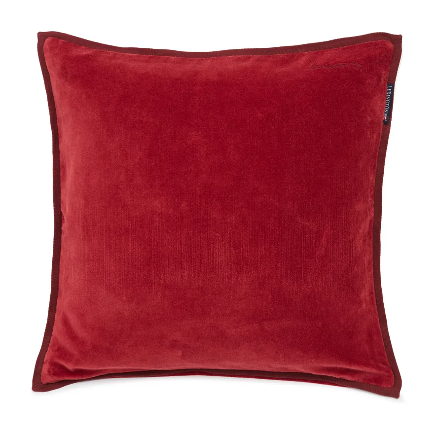 Velvet kussenhoes met rand 50x50 cm, Red Lexington